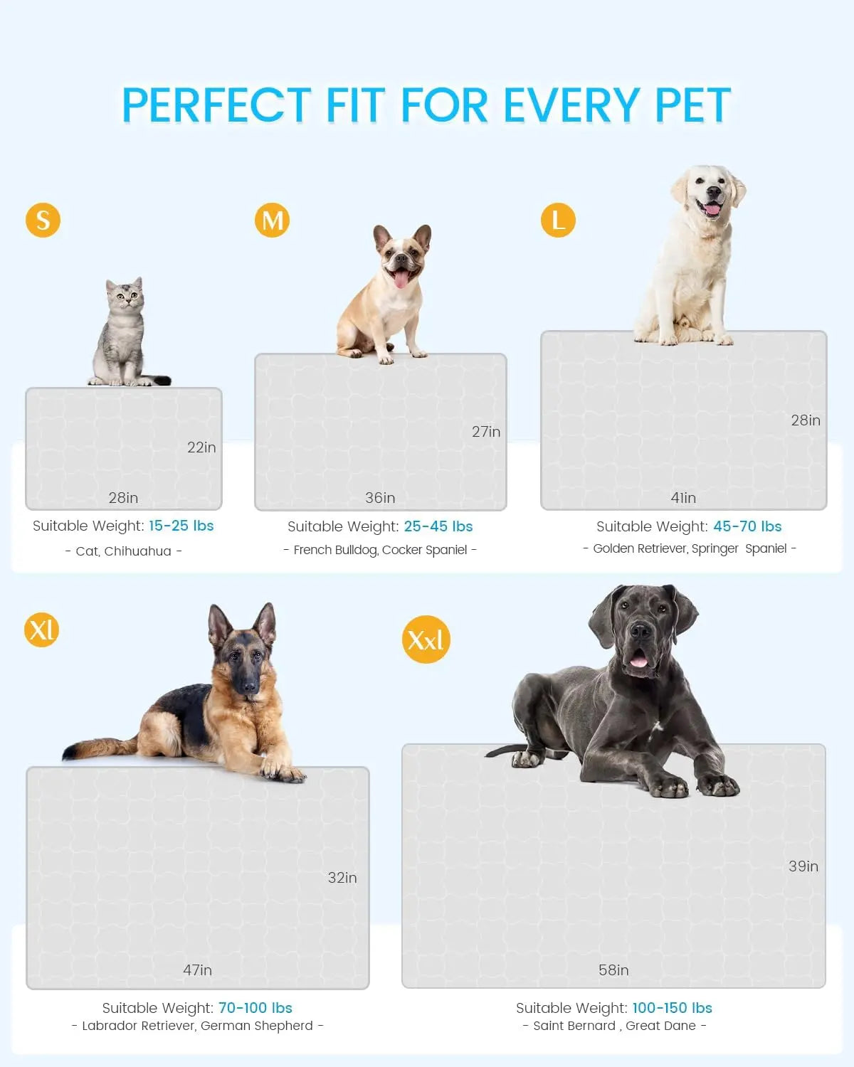 Ultimate Extra Large Self-Cooling Dog Mat – 47"X32" Breathable & Washable Summer Pad for Large Dogs & Cats