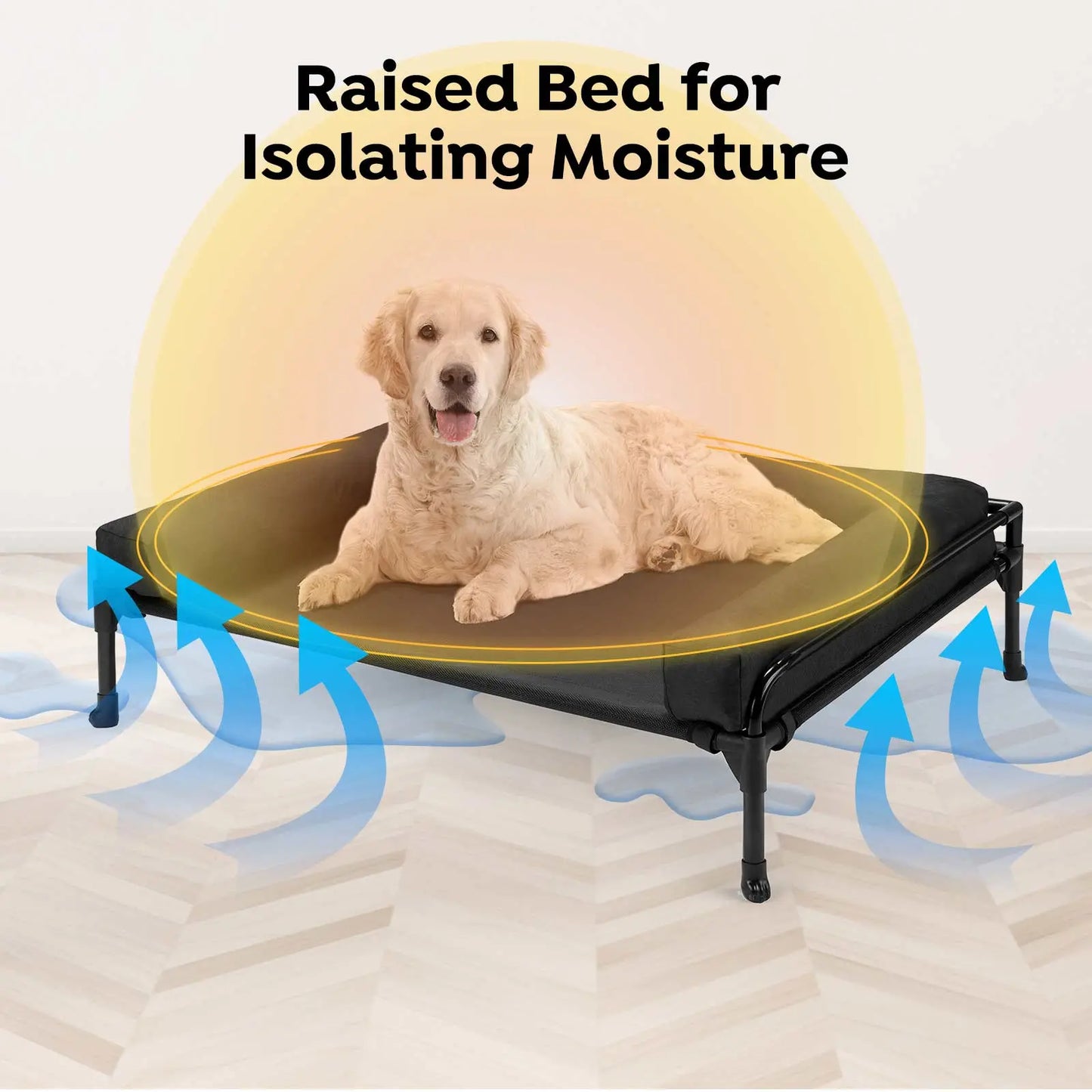 Elevate Your Dog's Comfort with the VEEHOO Cooling Elevated Dog Bed - Perfect for Large Dogs with Three-Sided Bolster Design and Easy Assembly!