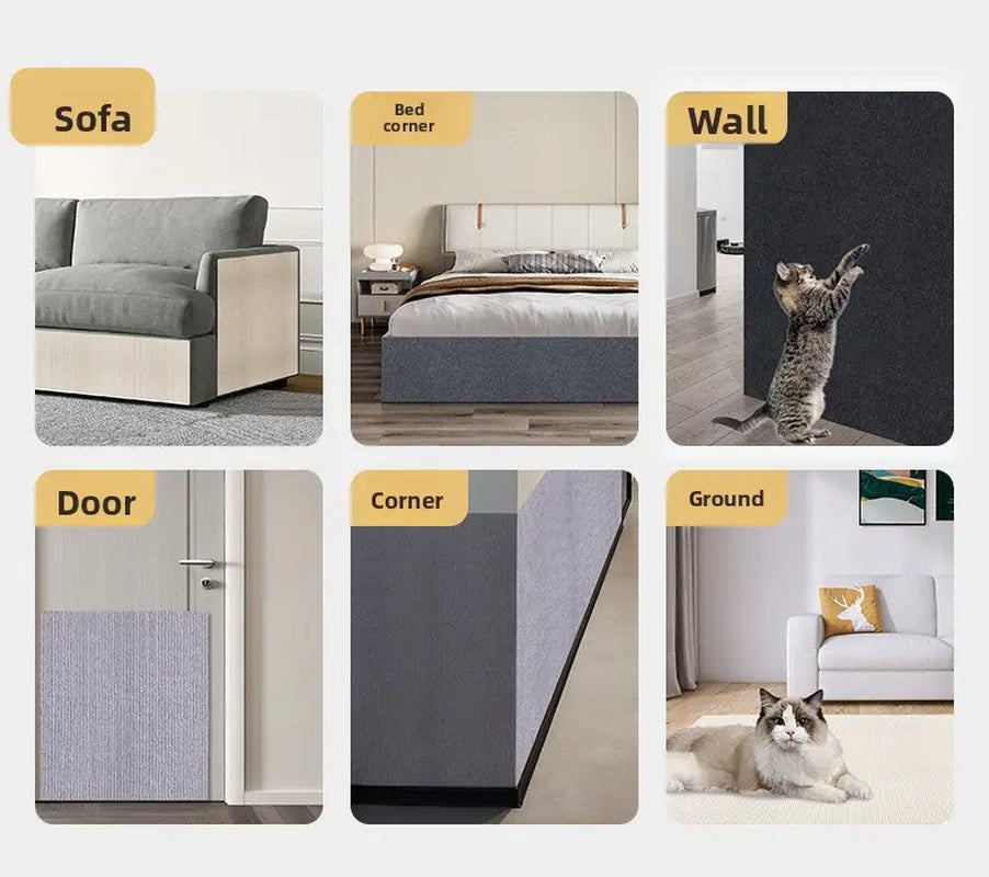 Ultimate Cat Scratch Furniture Protector - Self-Adhesive Anti-Scratch Couch and Wall Shield, Durable Trimmable Scratching Pad to Stop Cat Damage