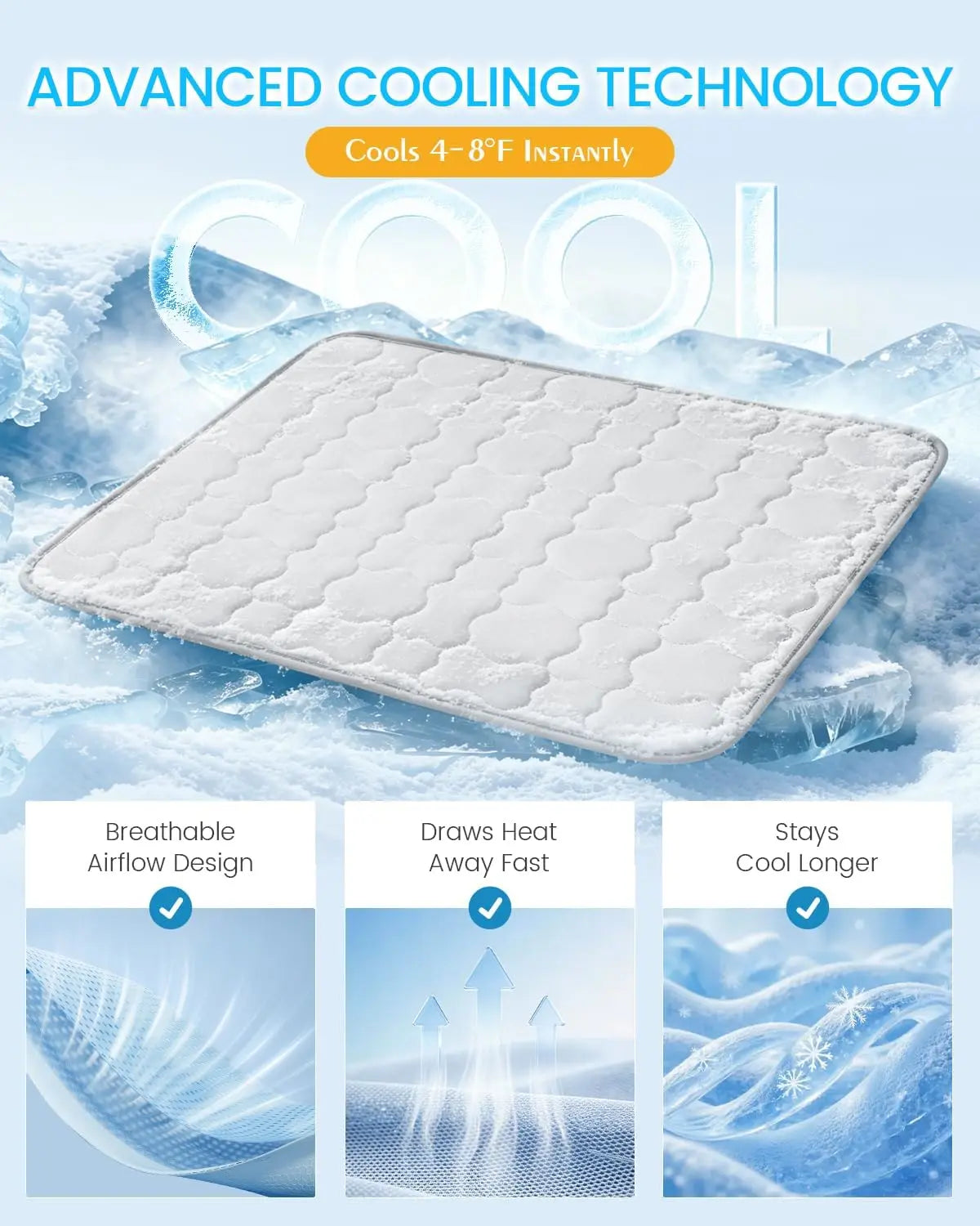 Ultimate Extra Large Self-Cooling Dog Mat – 47"X32" Breathable & Washable Summer Pad for Large Dogs & Cats