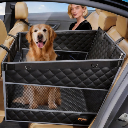 Ultimate Dog Car Basket - Waterproof Hammock Style for Large & Medium Dogs, Compatible with Cars, Trucks & SUVs, Features 2 Mesh Windows & Storage Bag