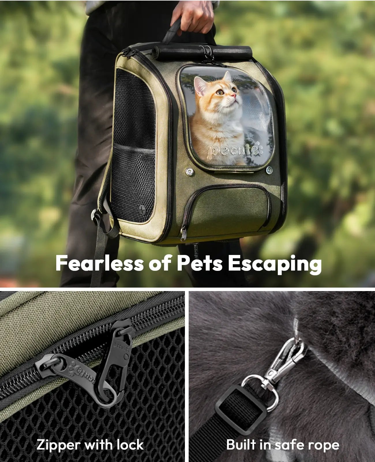 Pecute Expandable Cat Backpack Carrier – Airline Approved Bubble Space Capsule for Small Dogs & Cats, Stylish Pink Design with Locking Zippers and Ventilated Mesh