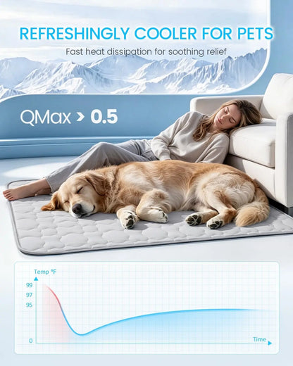 Ultimate Extra Large Self-Cooling Dog Mat – 47"X32" Breathable & Washable Summer Pad for Large Dogs & Cats