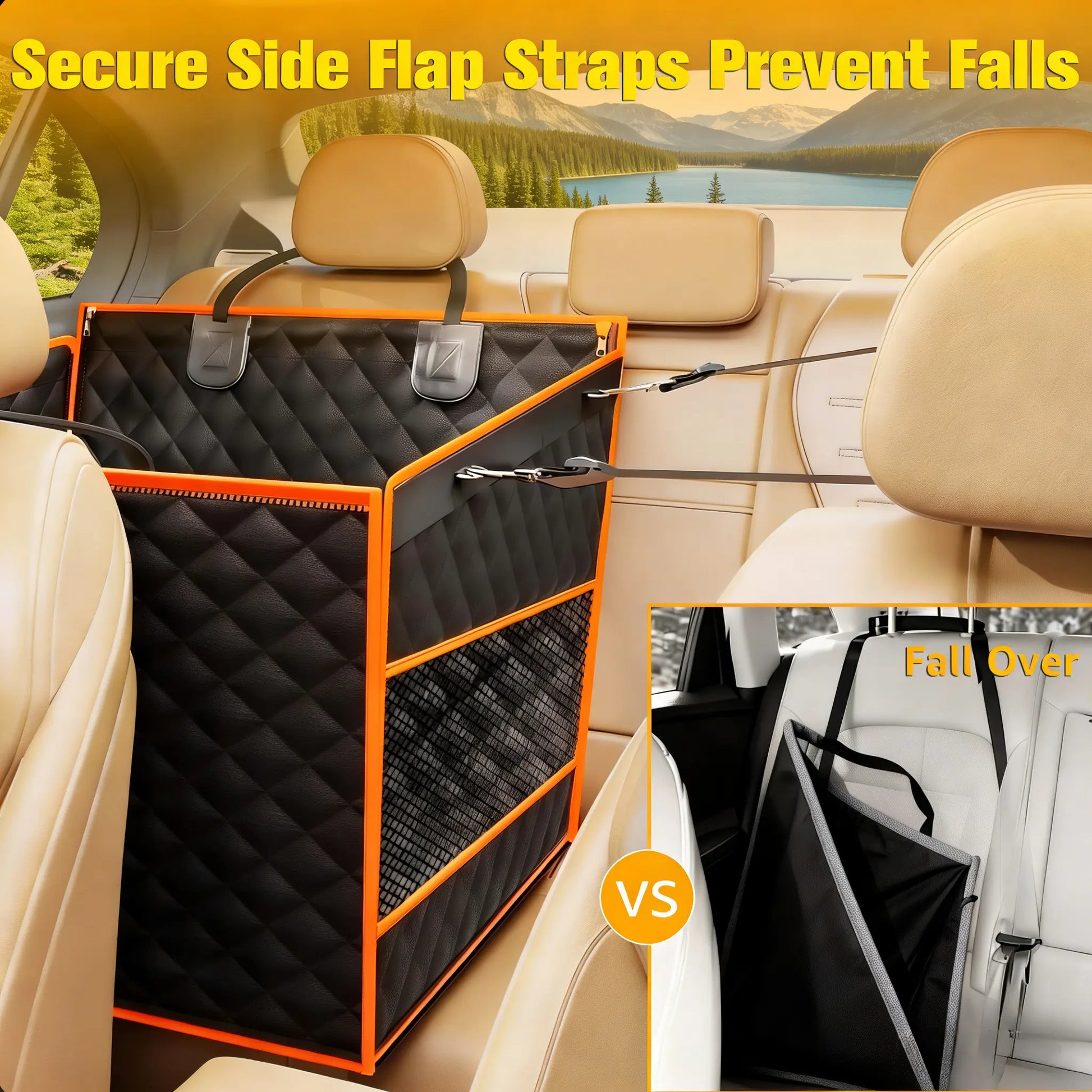 Ultimate Dog Car Basket - Waterproof Hammock Style for Large & Medium Dogs, Compatible with Cars, Trucks & SUVs, Features 2 Mesh Windows & Storage Bag