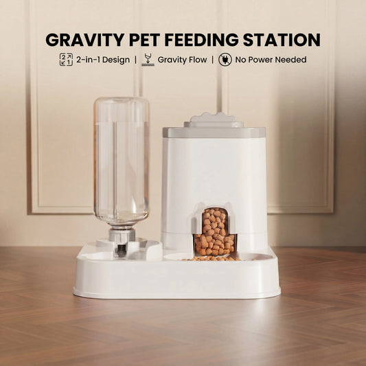 Revolutionary 2-in-1 Gravity Pet Feeder & Water Dispenser - Hassle-Free and Plug-Free!