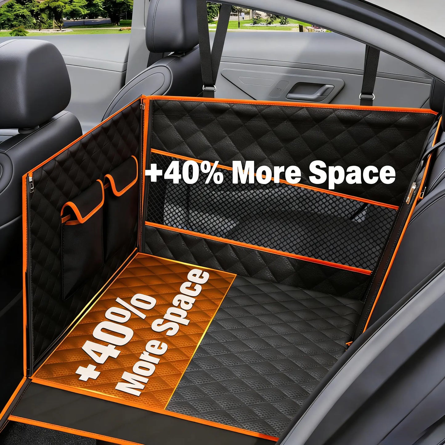 Ultimate Dog Car Basket - Waterproof Hammock Style for Large & Medium Dogs, Compatible with Cars, Trucks & SUVs, Features 2 Mesh Windows & Storage Bag