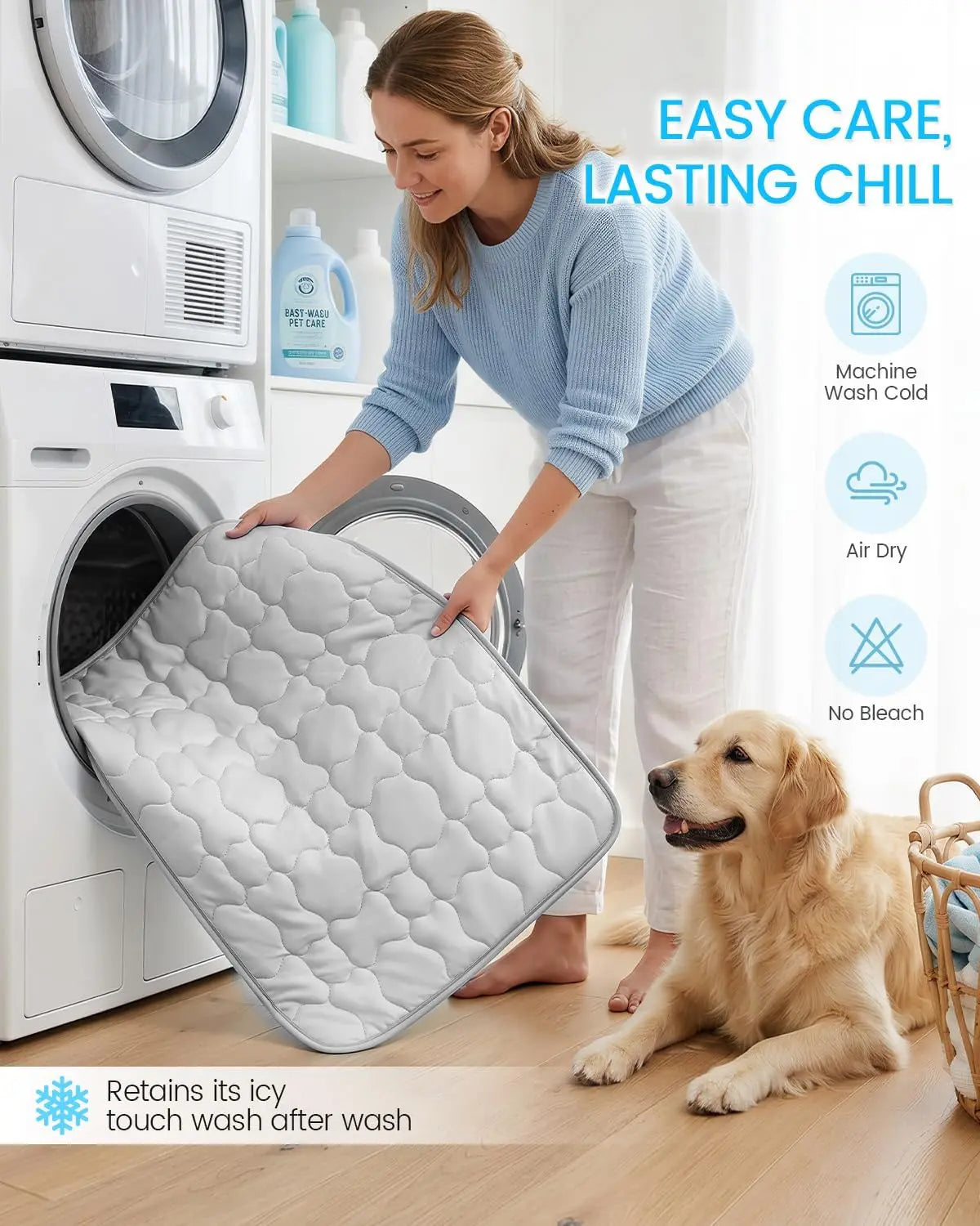 Ultimate Extra Large Self-Cooling Dog Mat – 47"X32" Breathable & Washable Summer Pad for Large Dogs & Cats