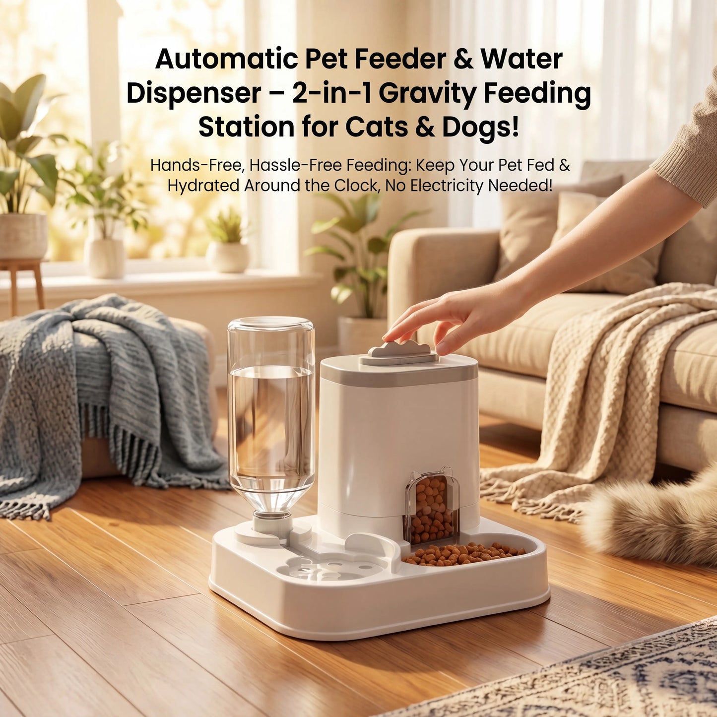 Revolutionary 2-in-1 Gravity Pet Feeder & Water Dispenser - Hassle-Free and Plug-Free!