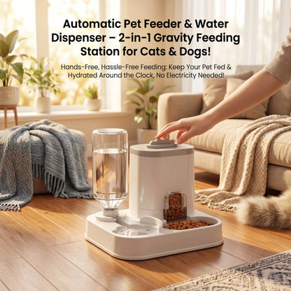 Revolutionary 2-in-1 Gravity Pet Feeder & Water Dispenser - Hassle-Free and Plug-Free!