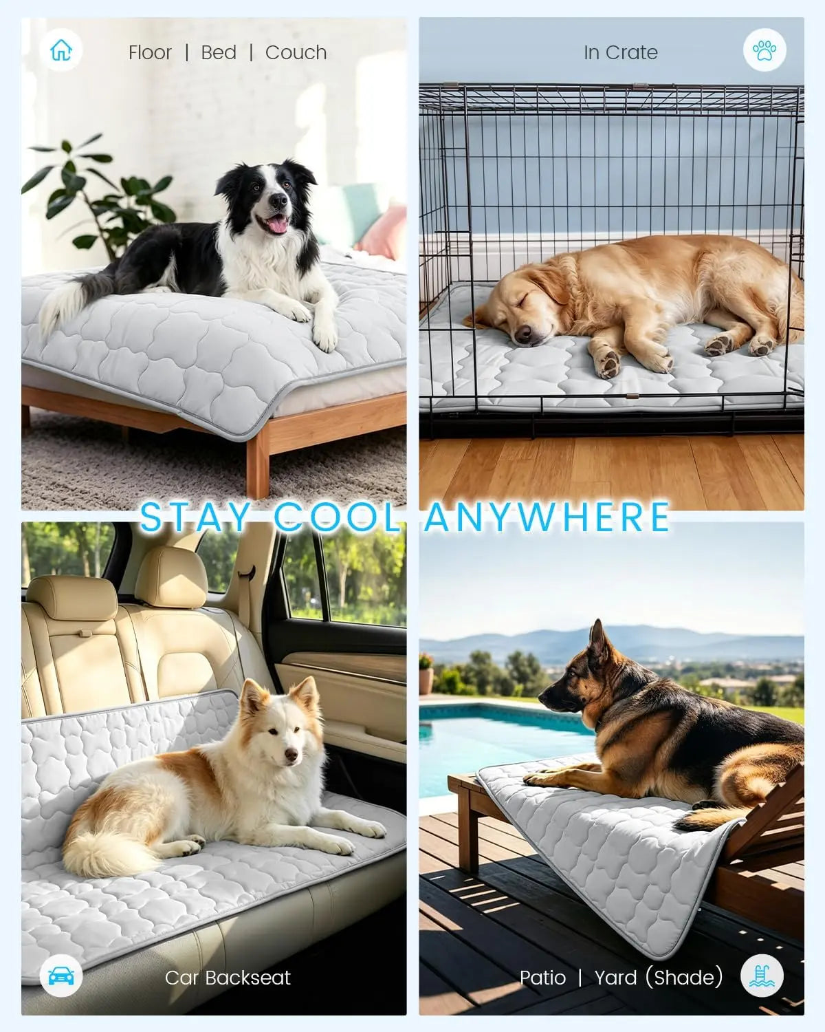 Ultimate Extra Large Self-Cooling Dog Mat – 47"X32" Breathable & Washable Summer Pad for Large Dogs & Cats