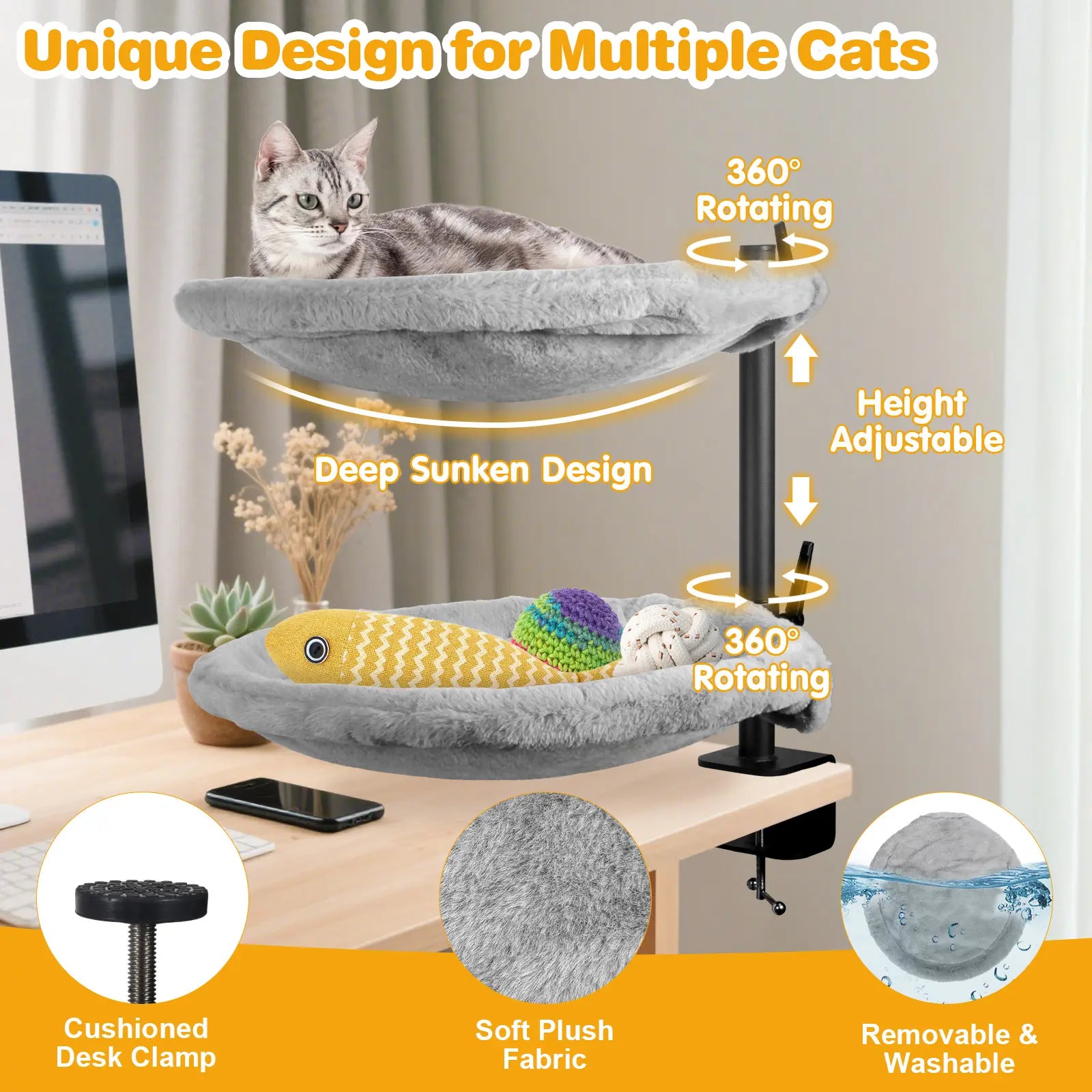 Elevate Your Workspace with the Unidevice Cat Desk Bed - The Perfect Cozy Retreat for Your Feline Friend!