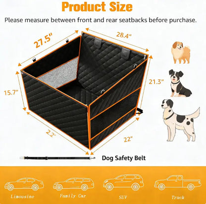 Ultimate Dog Car Basket - Waterproof Hammock Style for Large & Medium Dogs, Compatible with Cars, Trucks & SUVs, Features 2 Mesh Windows & Storage Bag
